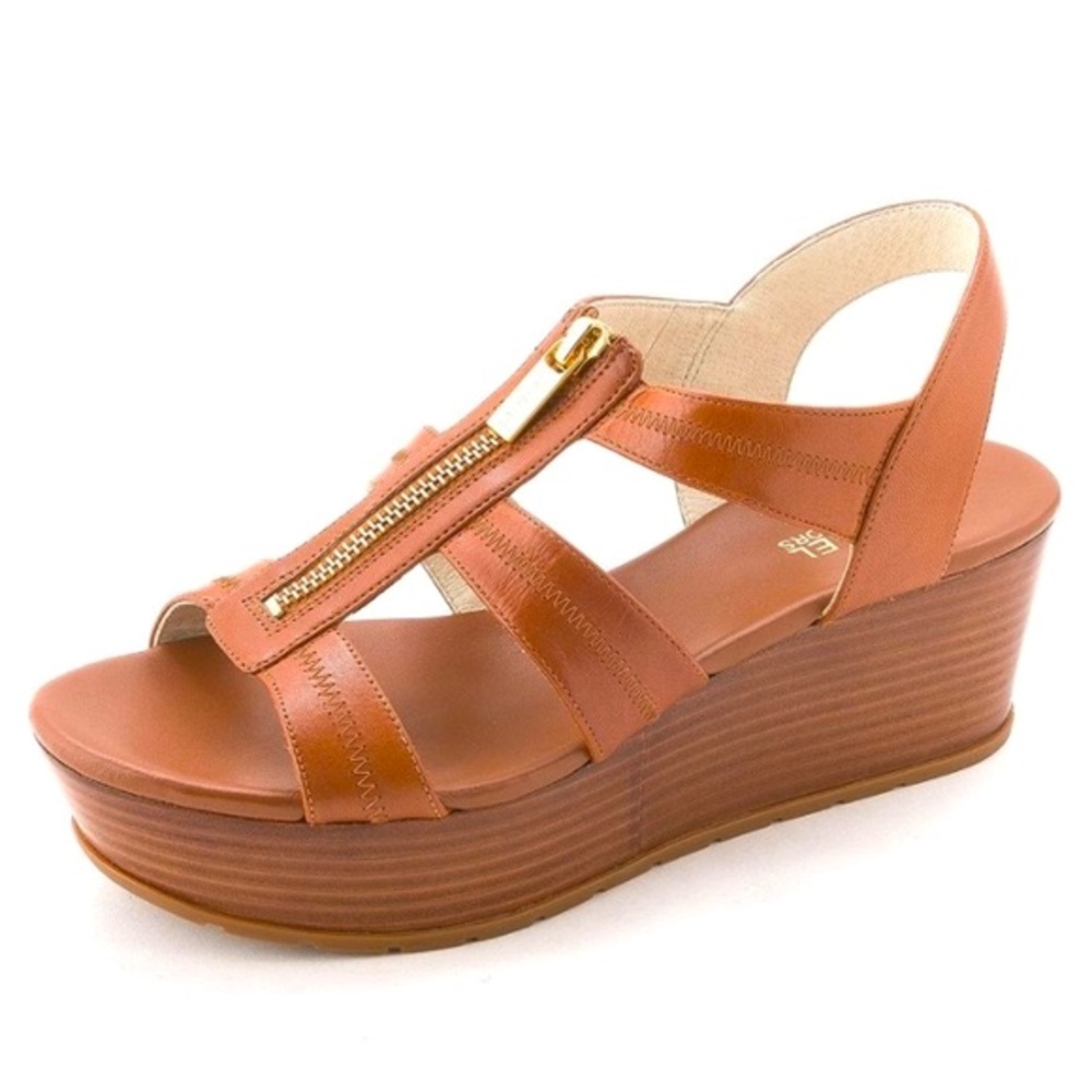 Michael Michael Kors Berkley Mid Sandals Luggage Leather Shoes